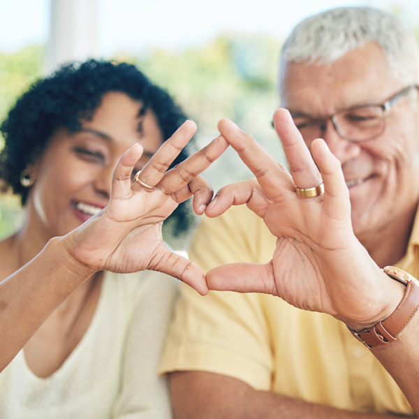 Senior Couple Heart Hands